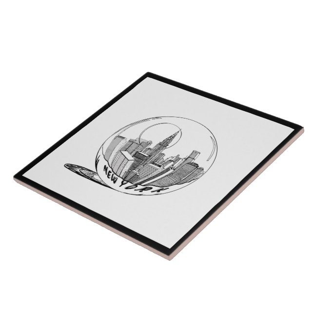 Modern Snyggt New York Sity i Boll Black White Kakelplatta (Sidan)