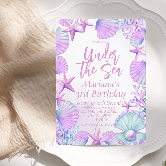 Modern Snyggt Oceanen 3:e födelsedag Party Inbjudningar (Skapare uppladdad)