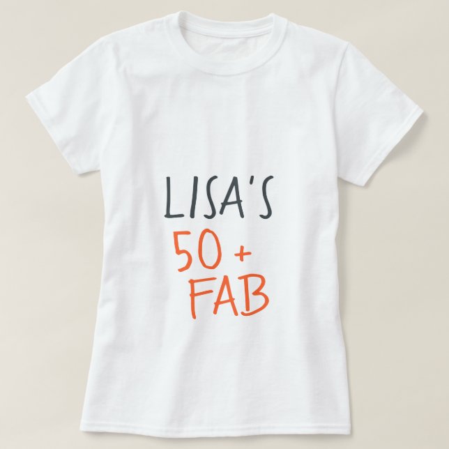 Modern Snyggt Orange 50 födelsedag T Shirt (Design framsida)
