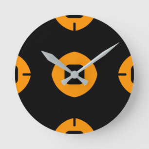 Modern Snyggt Orange och svart Rund Klocka