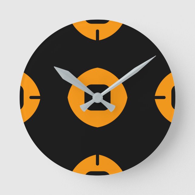 Modern Snyggt Orange och svart Rund Klocka (Framsida)