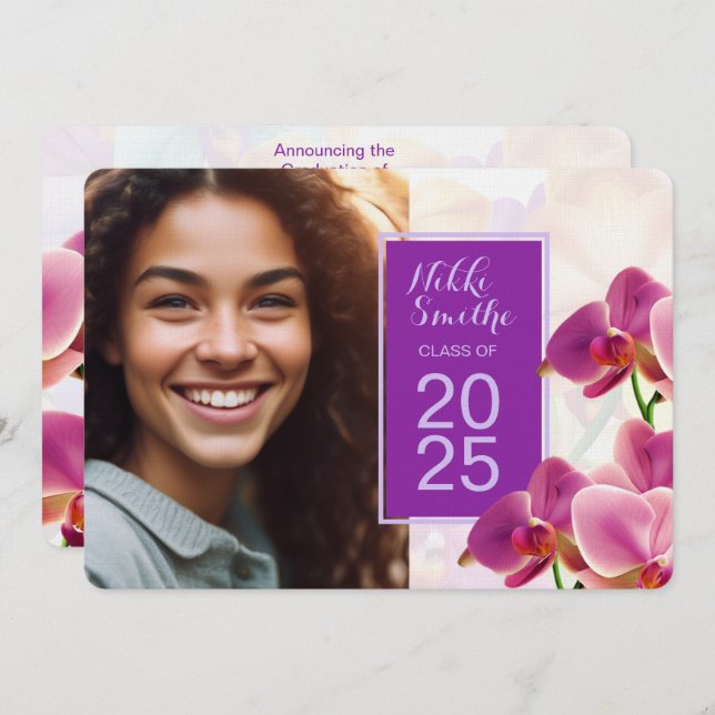 Modern Snyggt Orchids Studenten-inbjudan Inbjudningar (Fram/baksida)