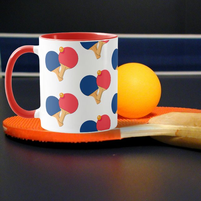Modern Snyggt Paddle,Boll Vit bakgrund Mugg (ping pong mug)