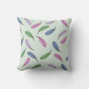 Modern Snyggt Pastel Blue Feathers Mönster Kudde