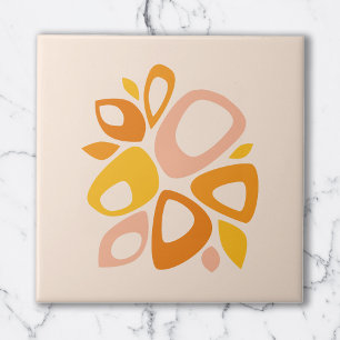 Modern Snyggt Peach Marigold Gult Abstrakt Kakelplatta