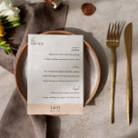 Modern Snyggt Pearl & White Bröllop Meny<br><div class="desc">Modern bröllop-meny i vitt med svart typsnitt och ett pärlbeige accent färg med trendig typsnitt.</div>