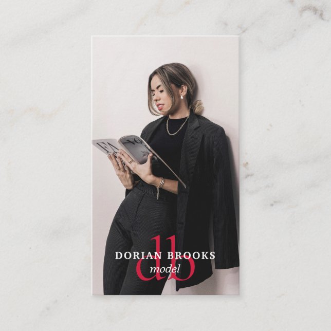 Modern Snyggt Professionell Model Photo Monogram Visitkort (Framsida)