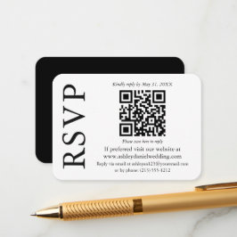 Modern Snyggt QR Bröllop Black White OSA Tilläggskort