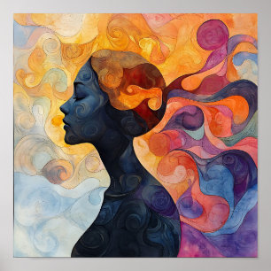 Modern Snyggt Rainbow Abstrakt Benice Woman Poster