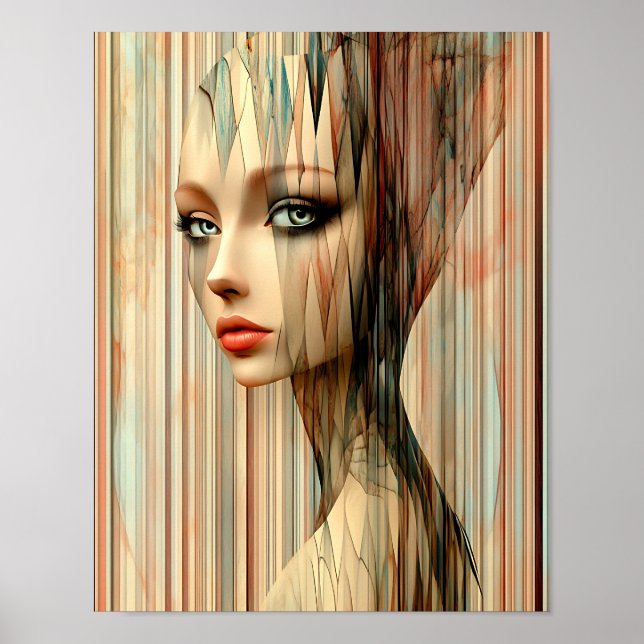 Modern Snyggt Rainbow Abstrakt Benice Woman Poster (Framsidan)