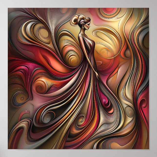 Modern Snyggt Rainbow Abstrakt Benice Woman Poster (Framsidan)