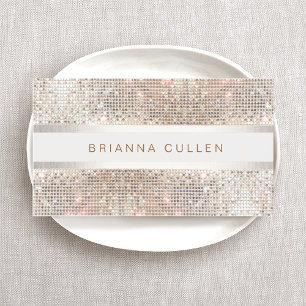 Modern Snyggt Rand Silver Sequin Visitkort