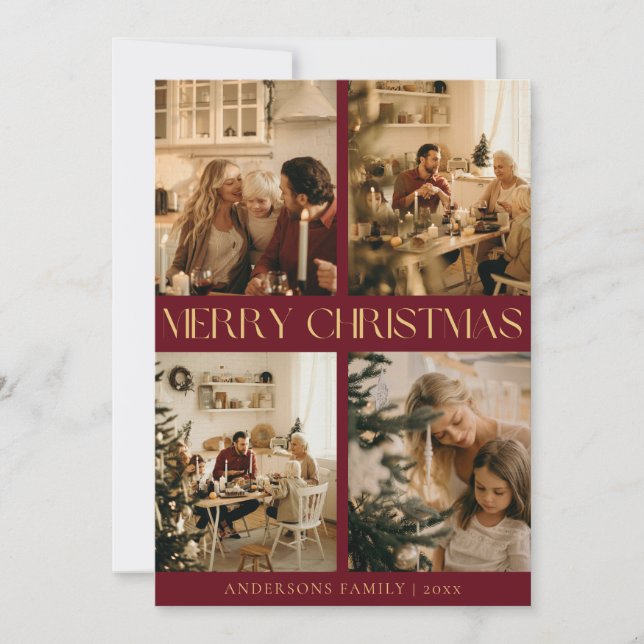 Modern Snyggt Red God jul Helgdag Card Julkort (Framsida)