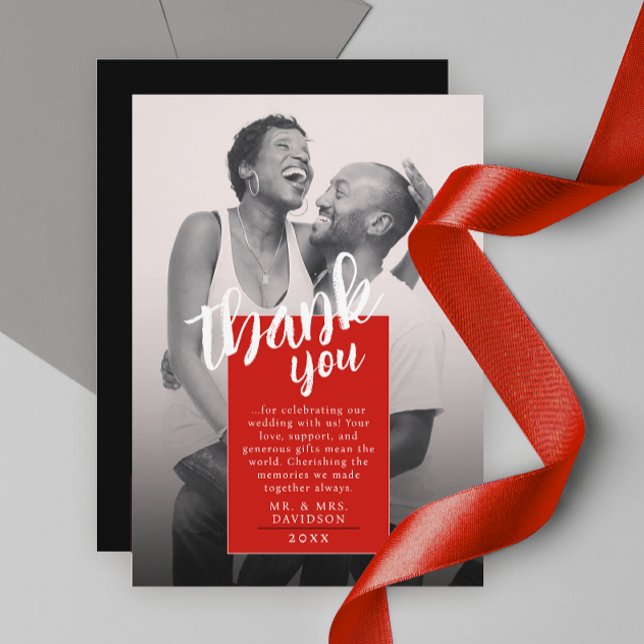 Modern Snyggt Red White Photo QR - tackkort Spara Datumet (Skapare uppladdad)