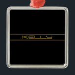 Modern Snyggt redigerbar Guld-text och Rand Julgransprydnad Metall<br><div class="desc">Redigerbar modern design,  anpassa som du vill!</div>