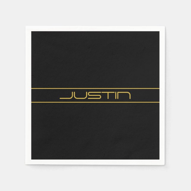 Modern Snyggt redigerbar Guld-text och Rand Pappersservett (Framsidan)