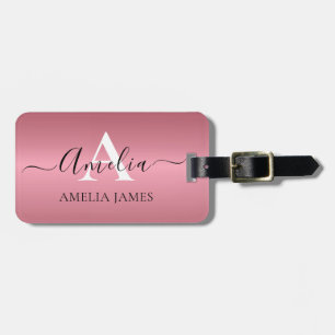 Modern Snyggt Ro Guld Brushed Metall Monogrammed Bagagebricka