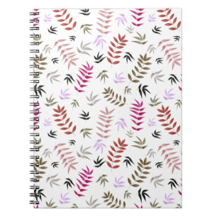 Modern snyggt röd och rosa löv mönster anteckningsbok