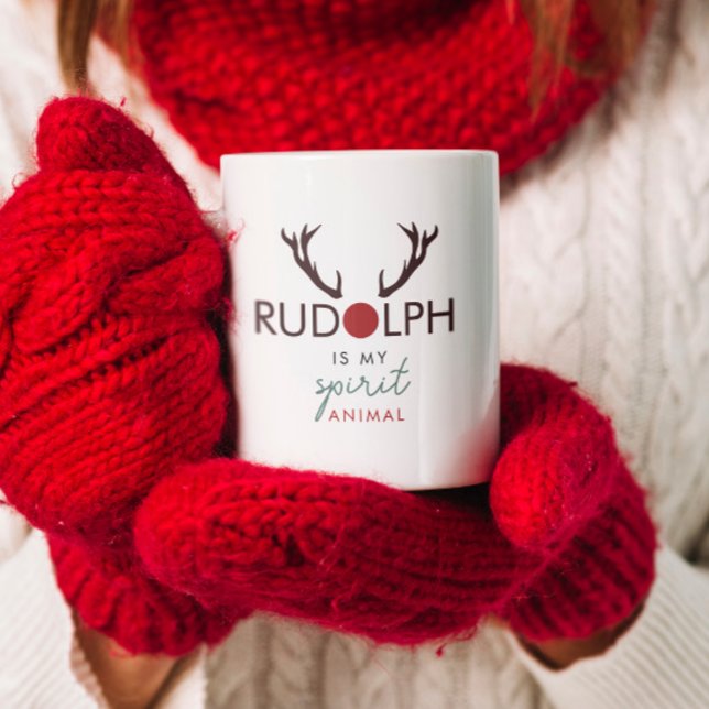 Modern Snyggt Roligt Rudolph är mitt andliga djur Kaffemugg (Skapare uppladdad)