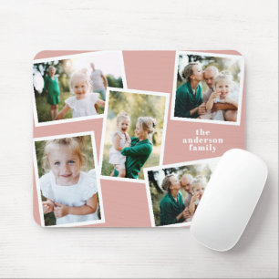 Modern snyggt rosa för flera fotofamiljers heminre musmatta
