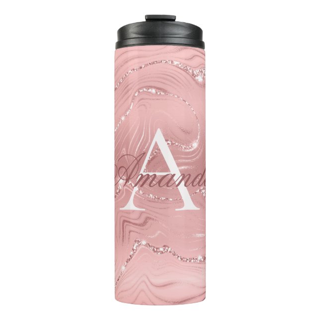 Modern Snyggt Rosa Glitter Girly Monogram Namn Th (Framsida)