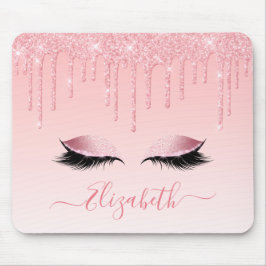 Modern Snyggt Rosa Glitter Lash-skript för Trendig Musmatta