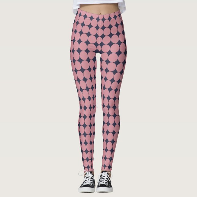 Modern Snyggt Rosa Polka-punkt Leggings (Framsida)