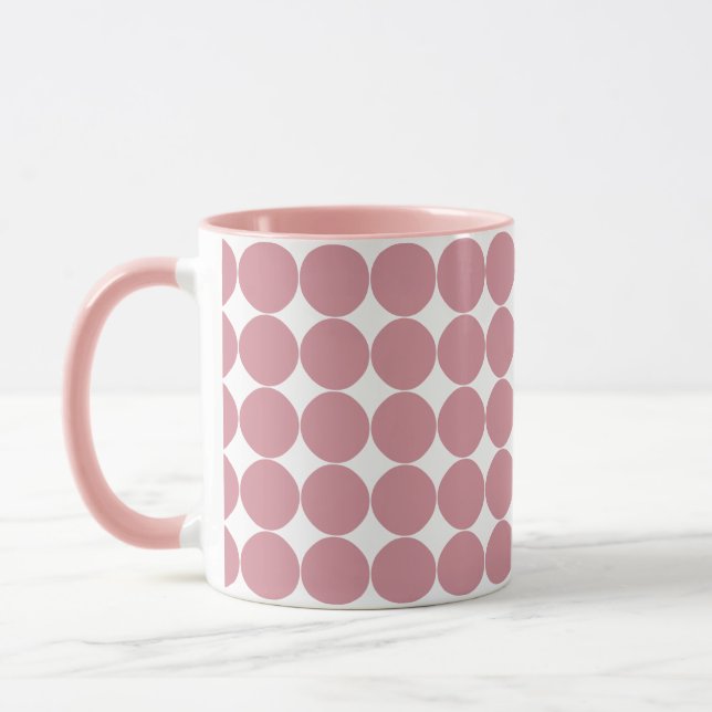 Modern Snyggt Rosa Polka-punkt Mugg (Vänster)
