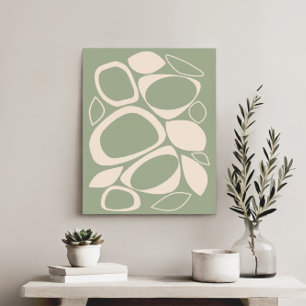 Modern Snyggt Sage Grönt Cream Abstrakt Mönster Canvastryck