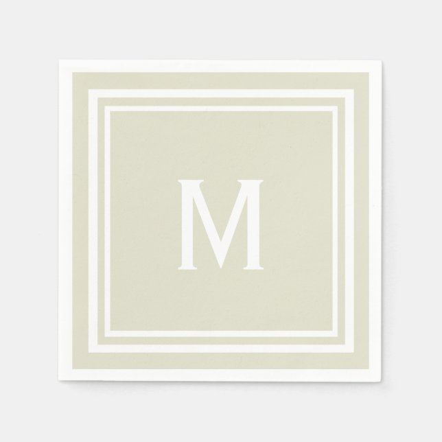 Modern Snyggt Sandy Beige Anpassningsbar Monogram Pappersservett (Framsidan)