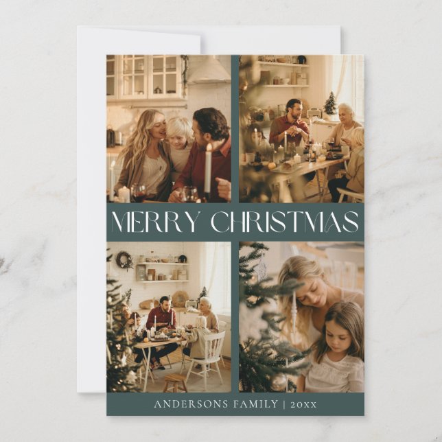 Modern Snyggt Scandinavian Grönt Enkel jul Julkort (Framsida)