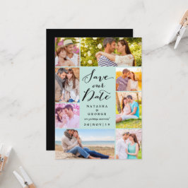 Modern Snyggt Script 8 multifoto Spara datum Inbjudningar