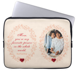 Modern Snyggt Script Red Heart Photo Mors dag Laptop Fodral