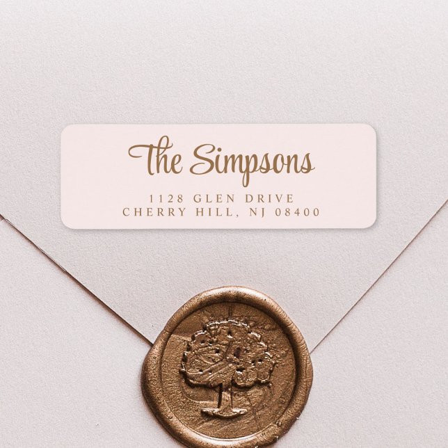 Modern Snyggt Script Rosa Guld Returadress Etikett (Skapare uppladdad)