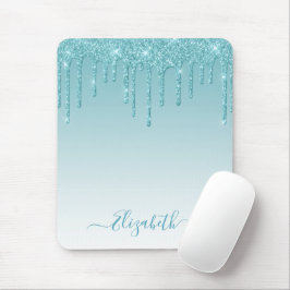 Modern Snyggt-skript för Trendig Aqua Glitter Musmatta