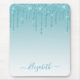 Modern Snyggt-skript för Trendig Aqua Glitter Musmatta