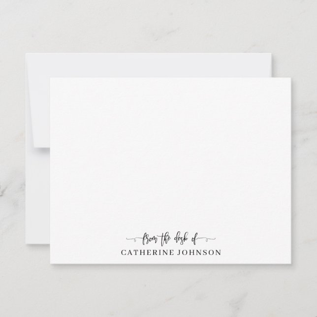 Modern Snyggt skript från Namn Black-skrivbordet Anteckningskort (Framsida)