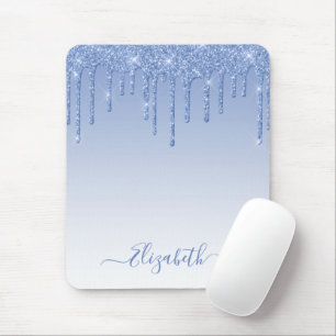Modern Snyggt-skript i Trendiget Dusty Blue Glitte Musmatta