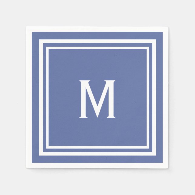 Modern Snyggt Slate Blue Monogram Pappersservett (Framsidan)