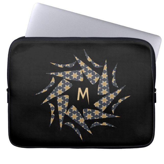 Modern Snyggt Star Mönster Monogram Personalize Laptop Fodral (Framsidan)