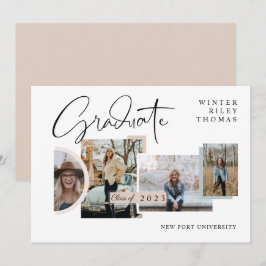 Modern Snyggt Studenten 4 Photo Collage Grad Inbjudningar