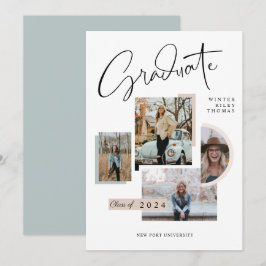 Modern Snyggt Studenten 4 Photo Collage Grad Inbjudningar