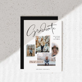 Modern Snyggt Studenten 4 Photo Collage Grad Inbjudningar