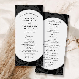 Modern snyggt svart marmor Bröllopsprogram