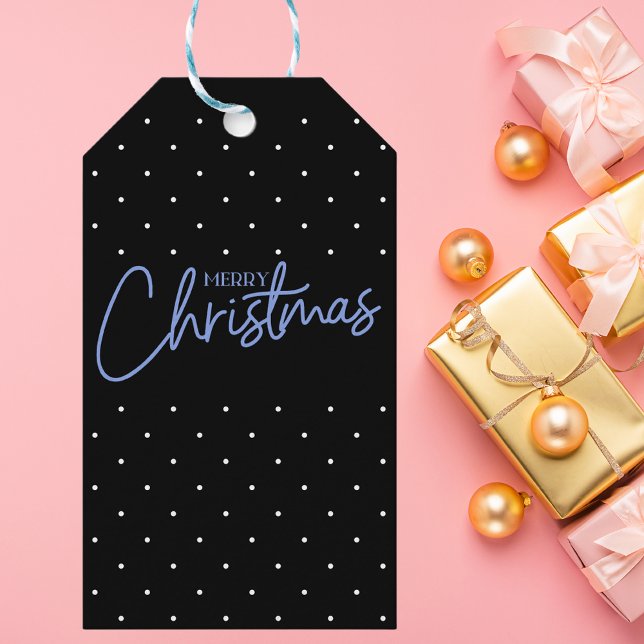 Modern Snyggt, svart och vitt julskript Presentetikett (Skapare uppladdad)