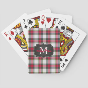 Modern Snyggt Tartan Play Monogrammed Namn Casinokort