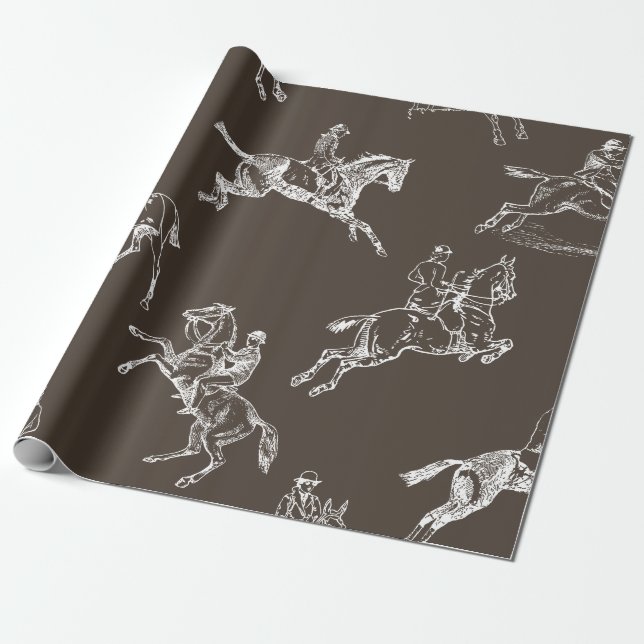 Modern Snyggt Taupe White  Toile Presentpapper (Utrullad)