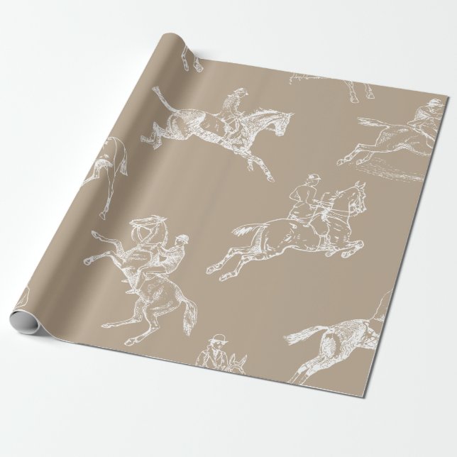 Modern Snyggt Taupe White  Toile Presentpapper (Utrullad)