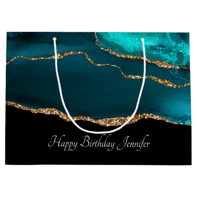 Modern Snyggt Teal Agate & Guld Ribbon Black (Framsidan)