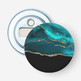 Modern Snyggt Teal Agate & Guld Ribbon Black Flasköppnare